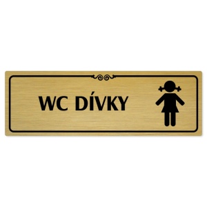WC dívky, 240x79mm, zlatá popiska s ozdobou uprostřed