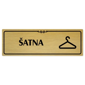 Šatna, 240x79mm, zlatá popiska s ozdobou uprostřed