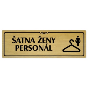 Šatna ženy personál, 240x79mm, zlatá popiska s ozdobou uprostřed