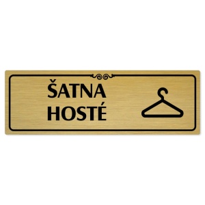 Šatna hosté, 240x79mm, zlatá popiska s ozdobou uprostřed