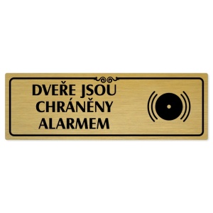Dveře pod alarmem, 240x79mm, zlatá popiska s ozdobou uprostřed
