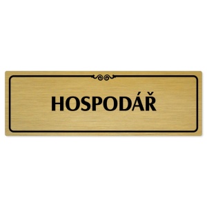 Hospodář, 240x79mm, zlatá popiska s ozdobou uprostřed