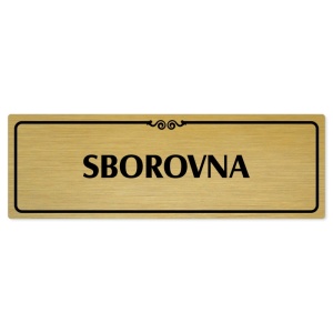 Sborovna, 240x79mm, zlatá popiska s ozdobou uprostřed