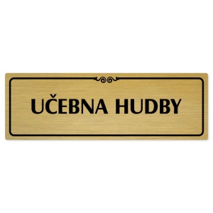 Učebna hudby, 240x79mm, zlatá popiska s ozdobou uprostřed