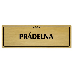 Prádelna, 200x66mm, zlatá popiska s ozdobou uprostřed