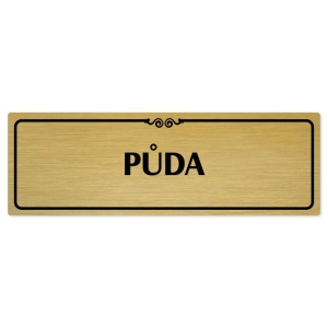 Půda, 200x66mm, zlatá popiska s ozdobou uprostřed