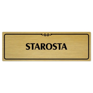 Starosta, 200x66mm, zlatá popiska s ozdobou uprostřed