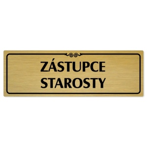 Zástupce starosty, 240x79mm, zlatá popiska s ozdobou uprostřed
