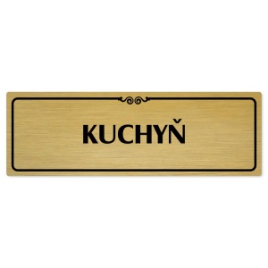 Kuchyň, 240x79mm, zlatá popiska s ozdobou uprostřed