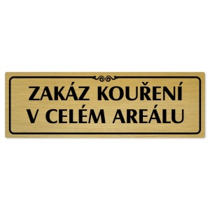 Zákaz kouření, 200x66mm, zlatá popiska s ozdobou uprostřed