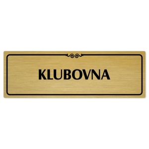 Klubovna, 240x79mm, zlatá popiska s ozdobou uprostřed