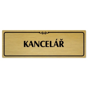 Kancelář, 240x79mm, zlatá popiska s ozdobou uprostřed