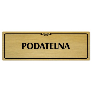 Podatelna, 240x79mm, zlatá popiska s ozdobou uprostřed