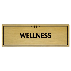 Wellness, 240x79mm, zlatá popiska s ozdobou uprostřed