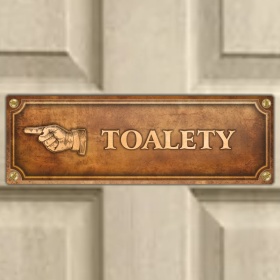 Cedulka “Toalety vlevo“