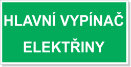 Hlavní vypínač elektřiny, samolepka 